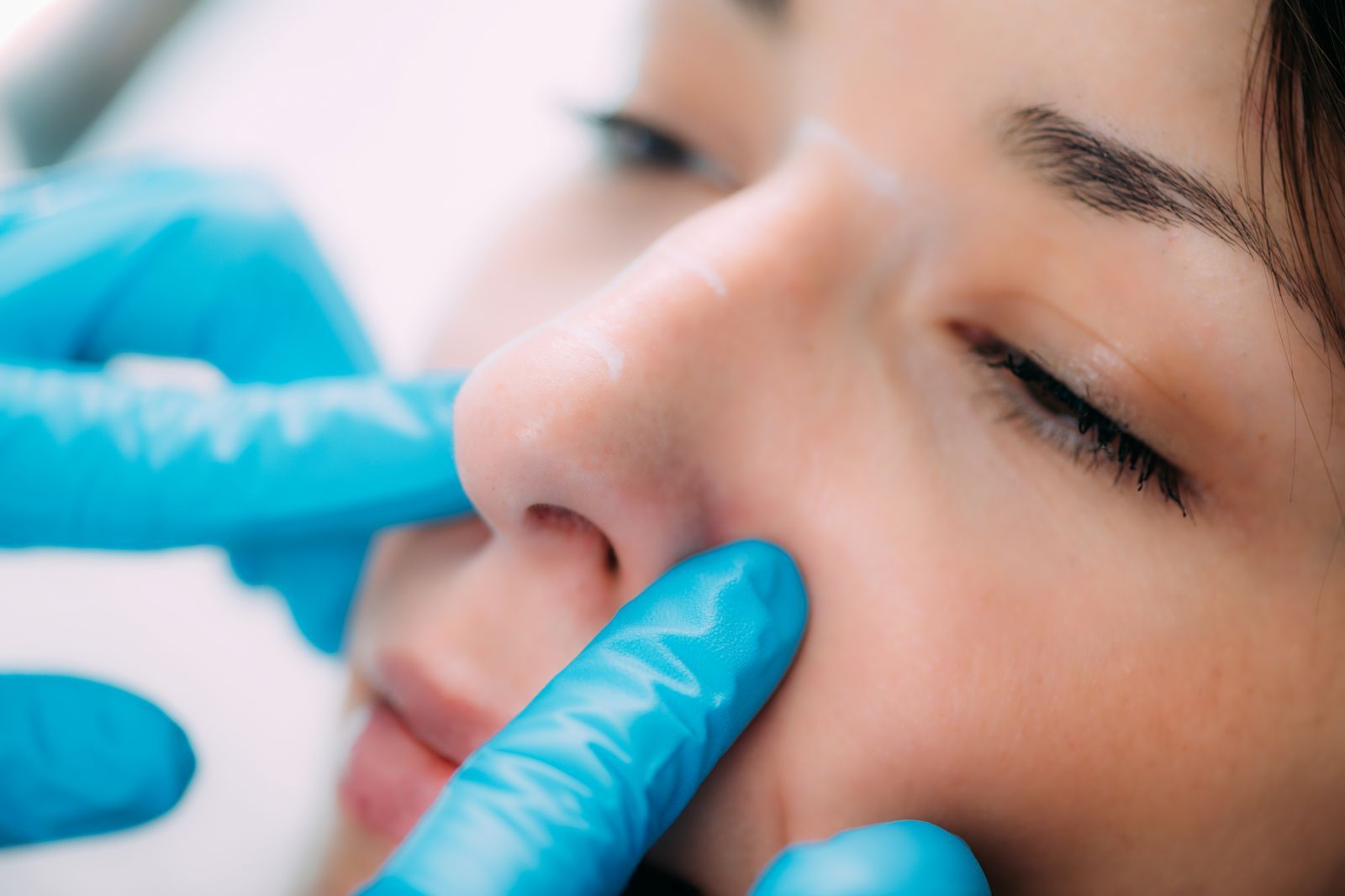 close up physical examination of the nose