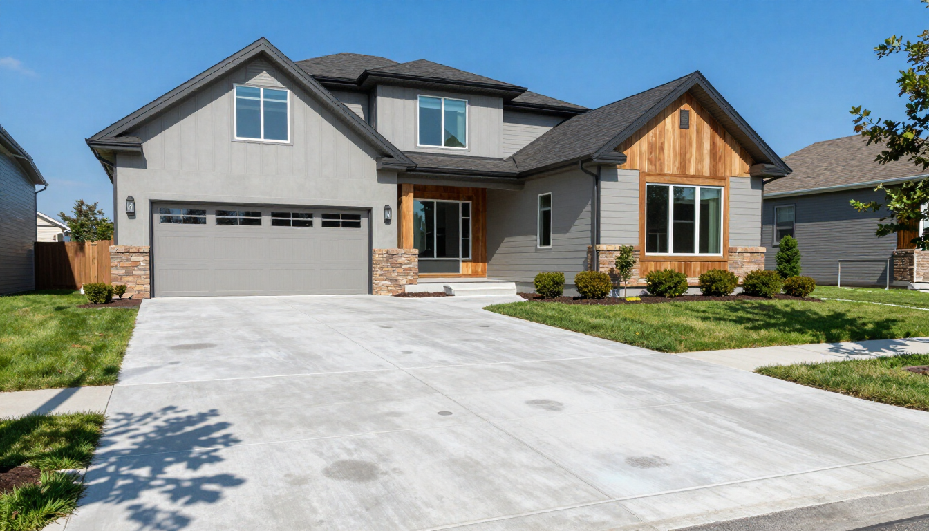 Professional driveway pressure washing results showing clean concrete surface