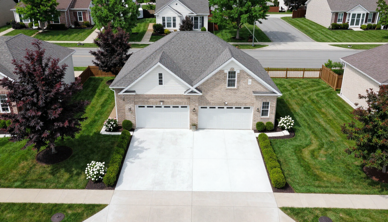 Clean suburban driveway