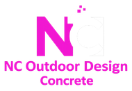 NC Outdoor Design Concrete logo in magenta text with stylized N icon