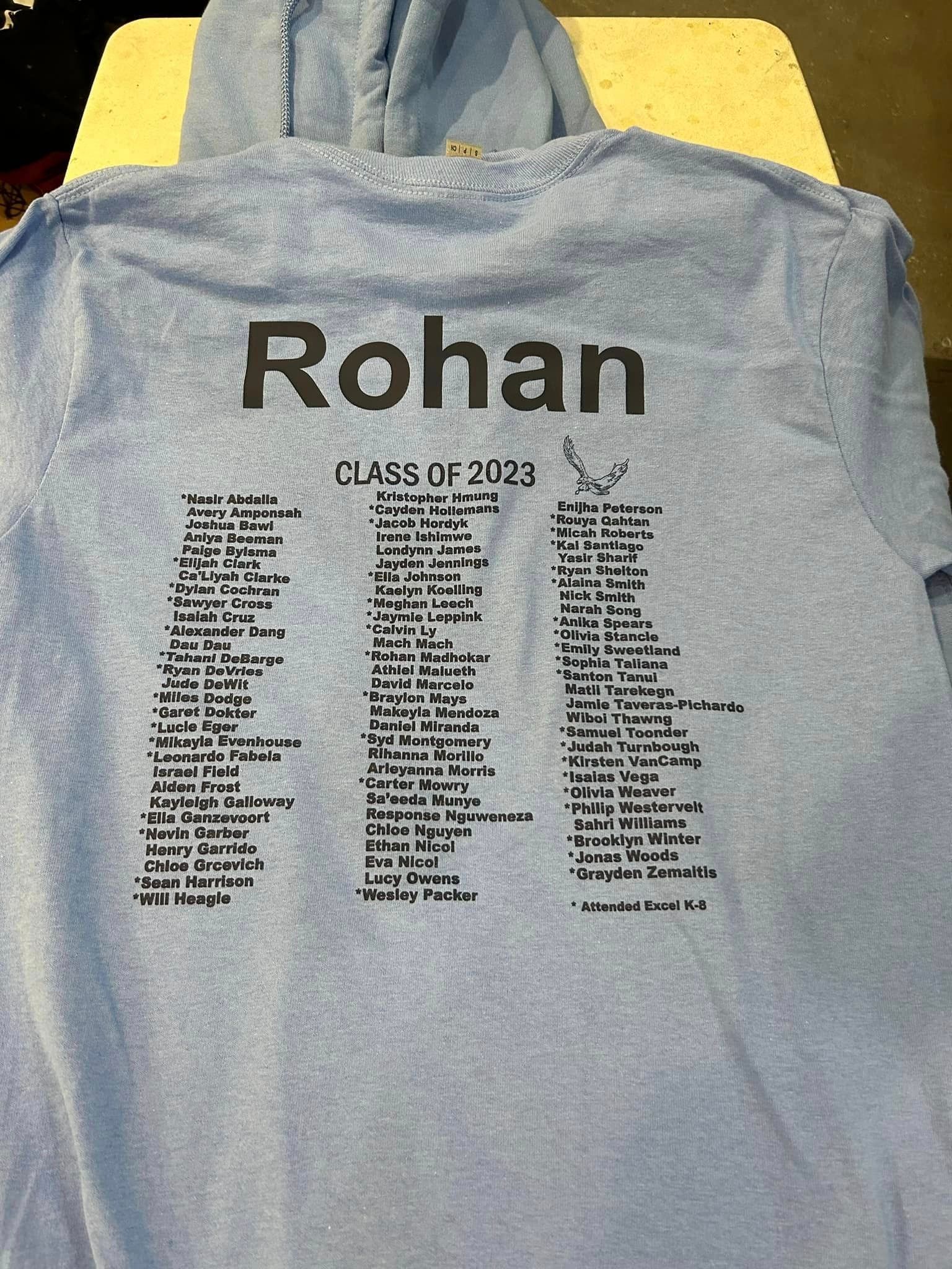A light blue hoodie with