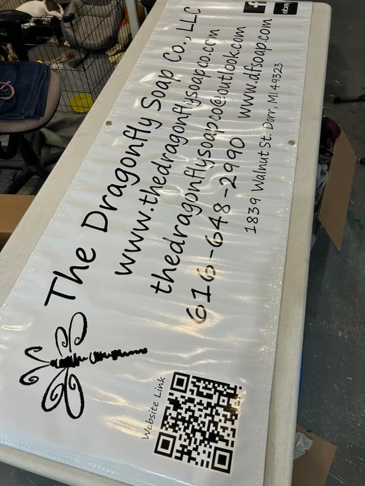 A white banner for