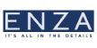 The Enza logo features light blue text on a dark blue rectangular background, with the slogan 