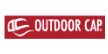 The Outdoor Cap company logo features white text on a red rectangular background, with an abstract icon to the left.