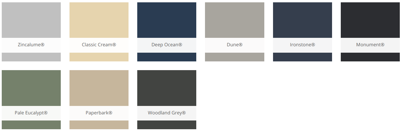 Colorbond Steel Water Tank Colours VIC