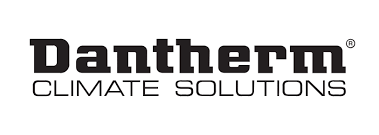 The logo for dantherm climate solutions is black and white.
