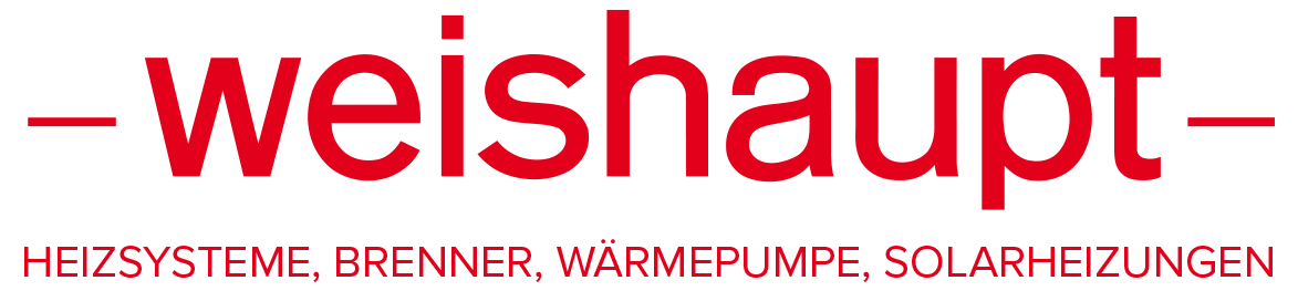 A red and white logo for a company called weishaupt