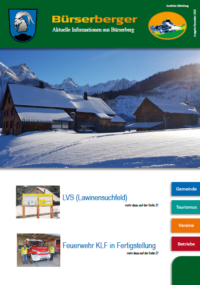 Eine Broschüre für Bürserberger zeigt eine verschneite Landschaft