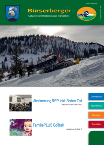 Ein Plakat für Bürserberger zeigt einen schneebedeckten Berg