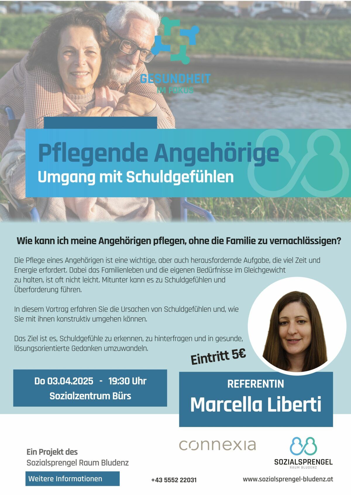 Auf einem Plakat sitzen ein Mann und eine Frau nebeneinander.