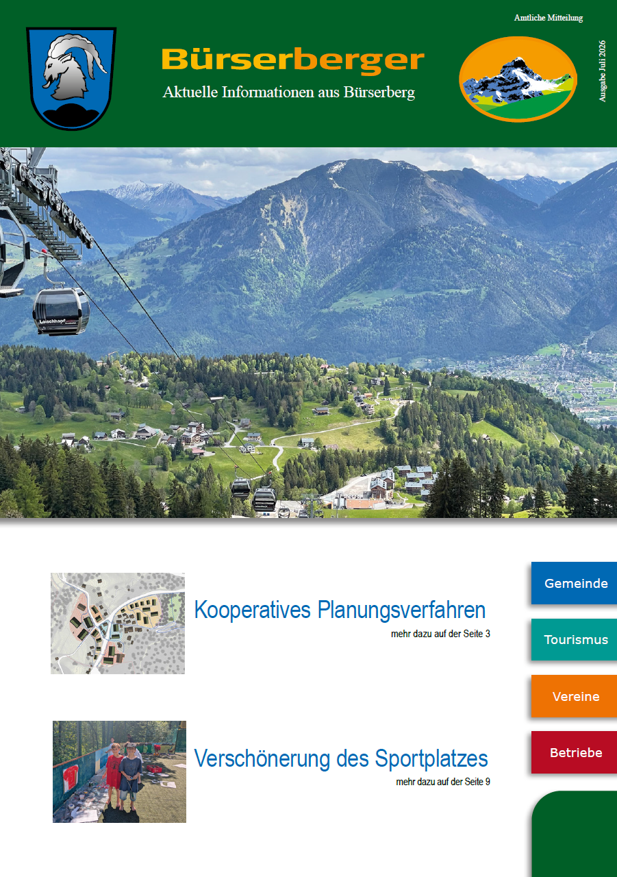 Ein Plakat für Bürserberger mit einem Bergbild