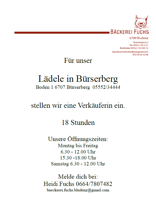 Ein Flyer für eine Bäckerei namens Ladele in Bursberg