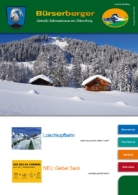 Eine Broschüre für Bürserberger zeigt eine verschneite Landschaft