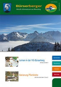 Eine Broschüre für Bürserberger hat ein Bild von Bergen auf dem Cover