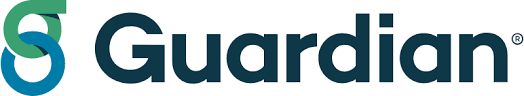 The logo for guardian is a gold circle with the letter g on it.