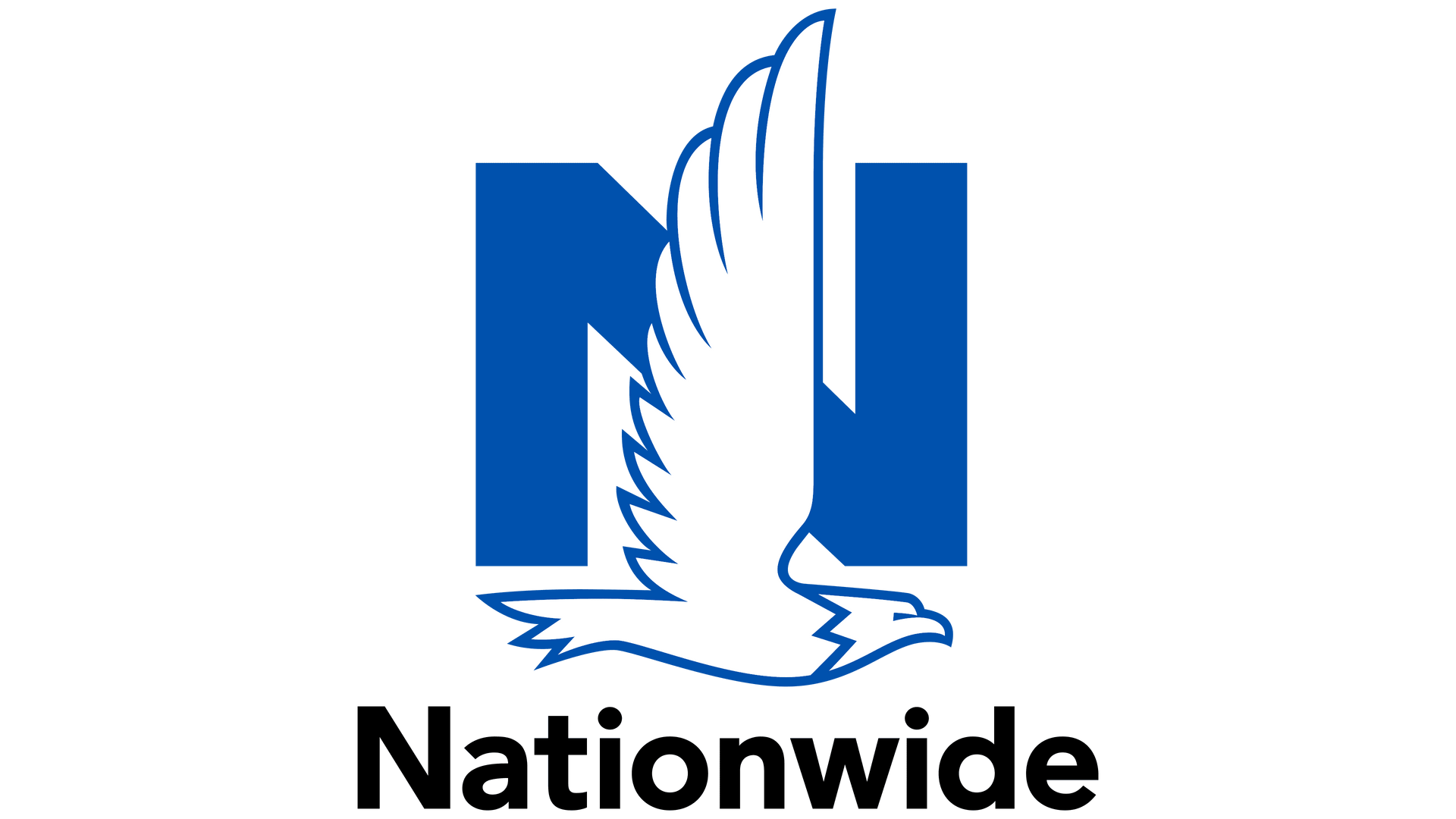 A blue and white logo for nationwide with an eagle on it.