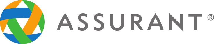 A logo for a company called assurant with a blue green and orange circle