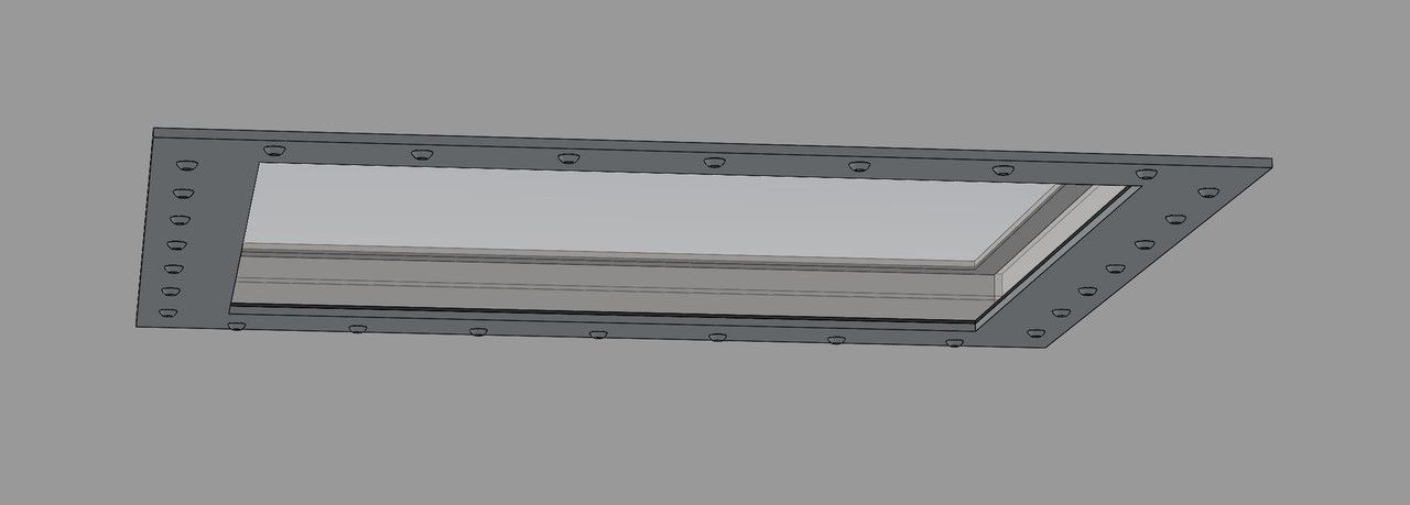 A rectangular, recessed ceiling light fixture with a silver-toned metal frame and a flat, white translucent panel.
