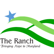 Logo for The Ranch in Maryland: blue star, green and light green ribbons, text "The Ranch" and "Bringing Hope to Maryland".