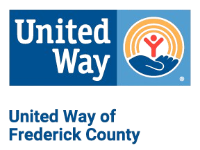 United Way logo: Blue and orange graphic with a hand cupping a person inside concentric circles. Text: United Way of Frederick County.
