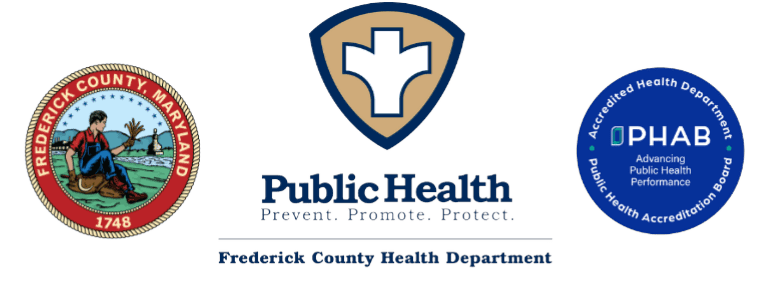 Logos for Frederick County, Maryland Health Department and PHAB accreditation.