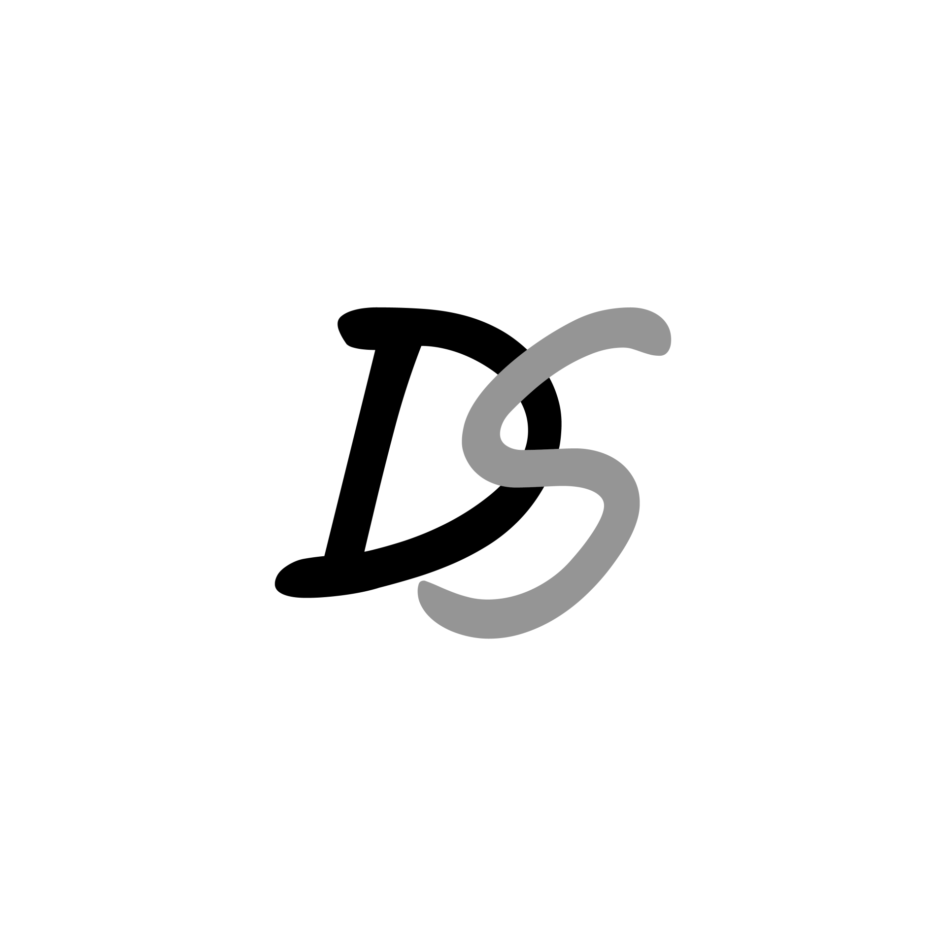 Een zwart en grijs letter ds-logo op een witte achtergrond.
