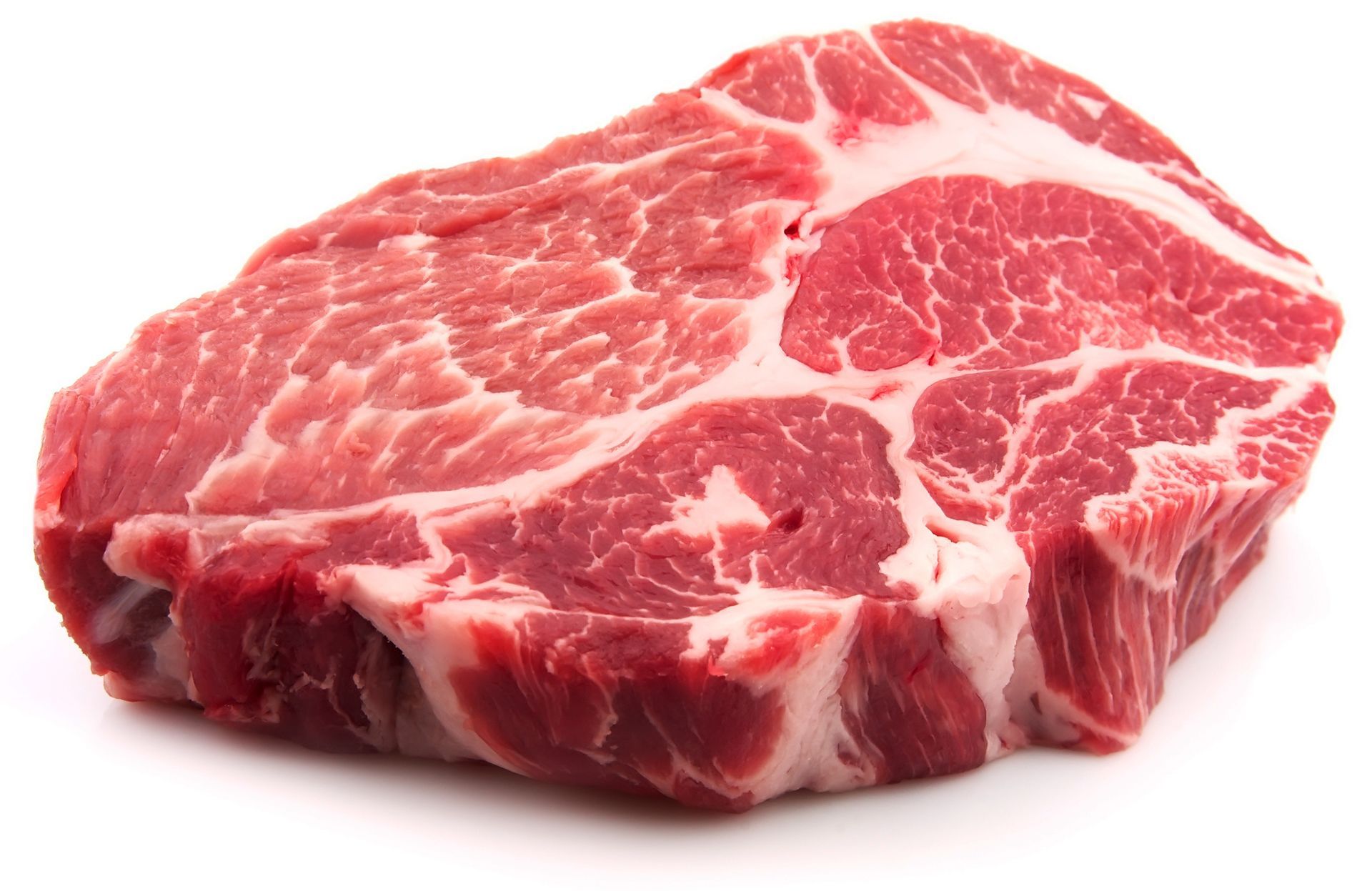 Raw marbled beef steak cut on a white background