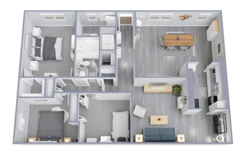 an aerial view of a floor plan of a house