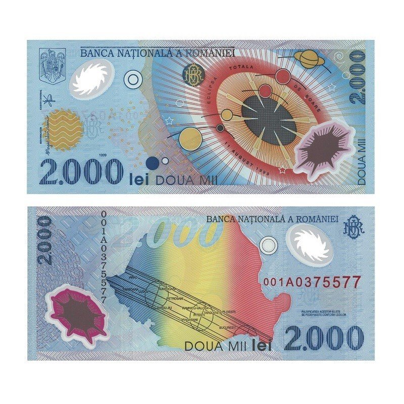 First banknote dedicated to a Solar Eclipse: Romania's 2000 Lei banknote sets world record