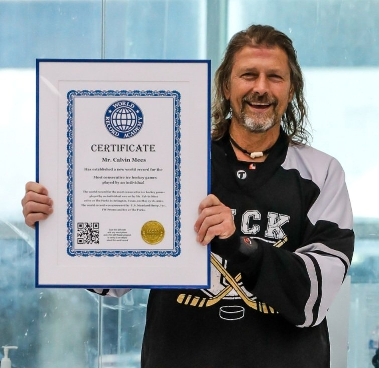 Most Consecutive Hockey Games Played By An Individual: world record set by Calvin Mees
