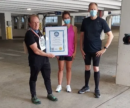 Fastest time to climb or descend One Million Stairs for the 70+ age category: James C. Wigginton