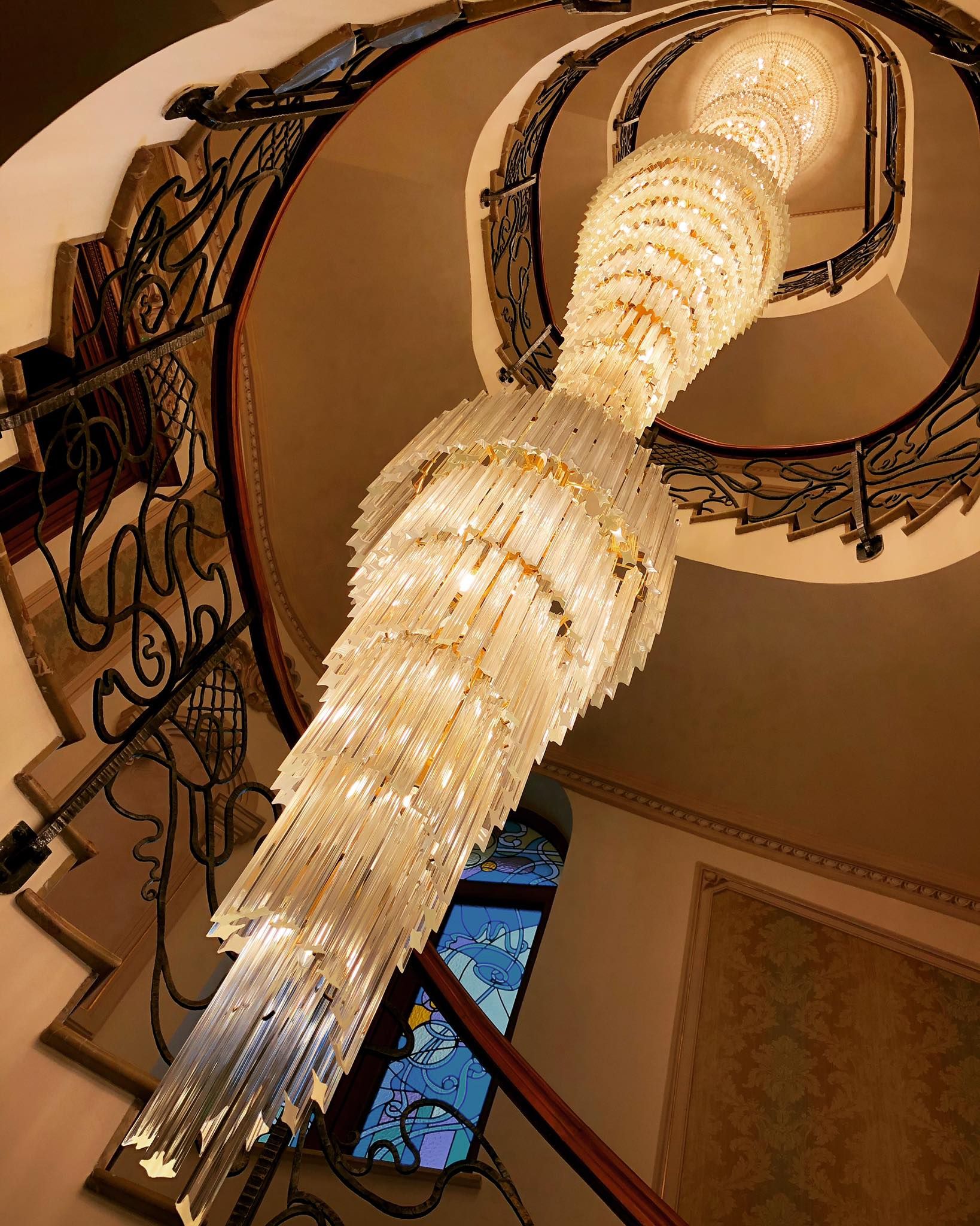 World's Longest Murano chandelier in a hotel, world record in Bucharest, Romania