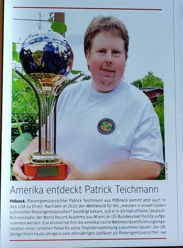 Most giant vegetable varieties cultivated in one garden: world record set by Patrick Teichmann