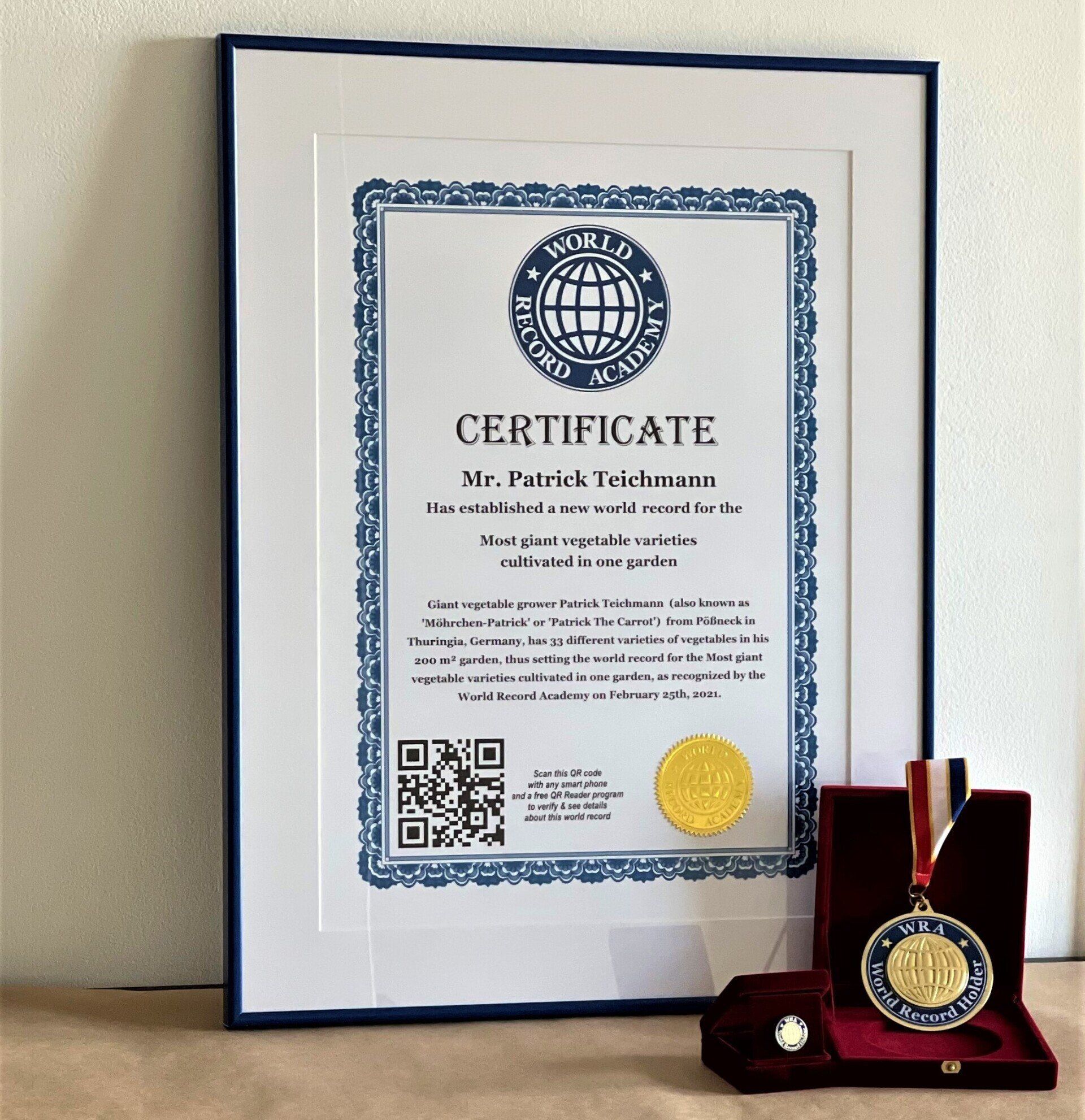 Most giant vegetable varieties cultivated in one garden: world record set by Patrick Teichmann