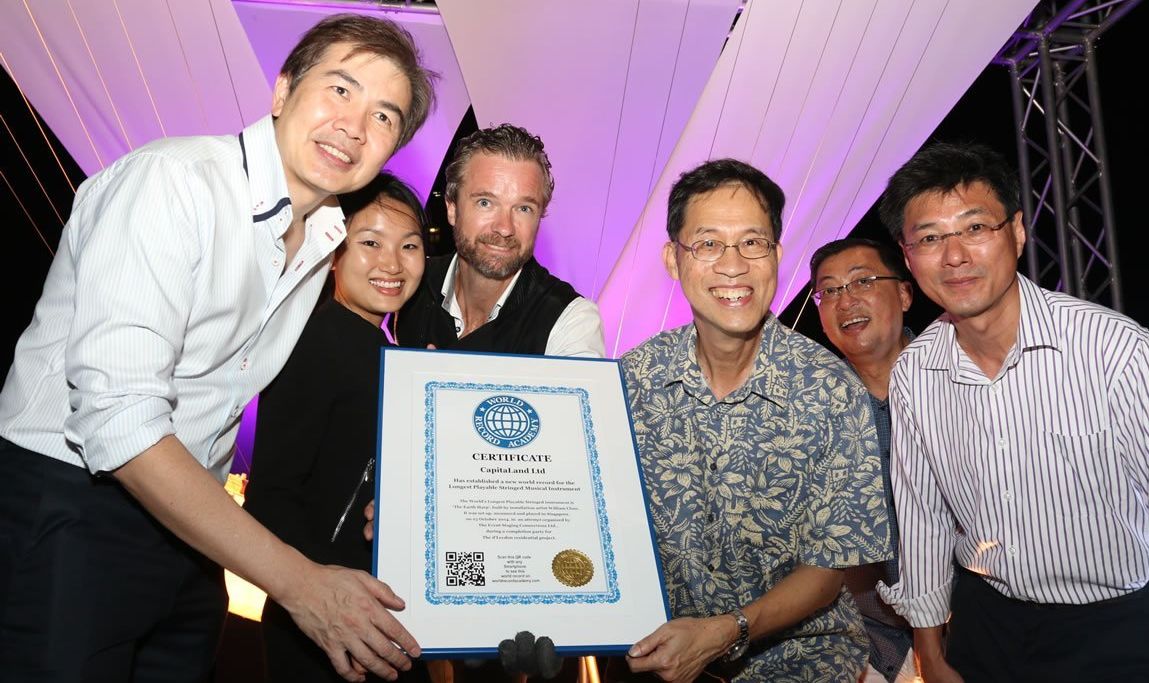 Longest playable stringed musical instrument: CapitaLand Ltd. Singapore breaks Guinness World Records record (VIDEO)