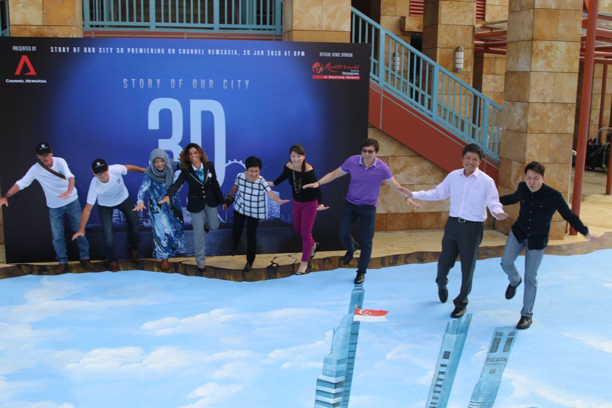  Longest anamorphic pavement art: Channel NewsAsia
