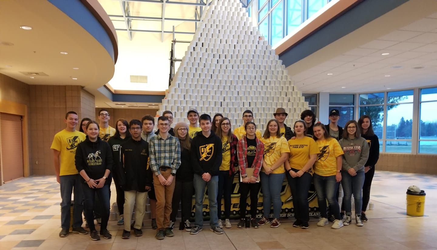 Tallest toilet roll pyramid: world record set by a high school robotics team