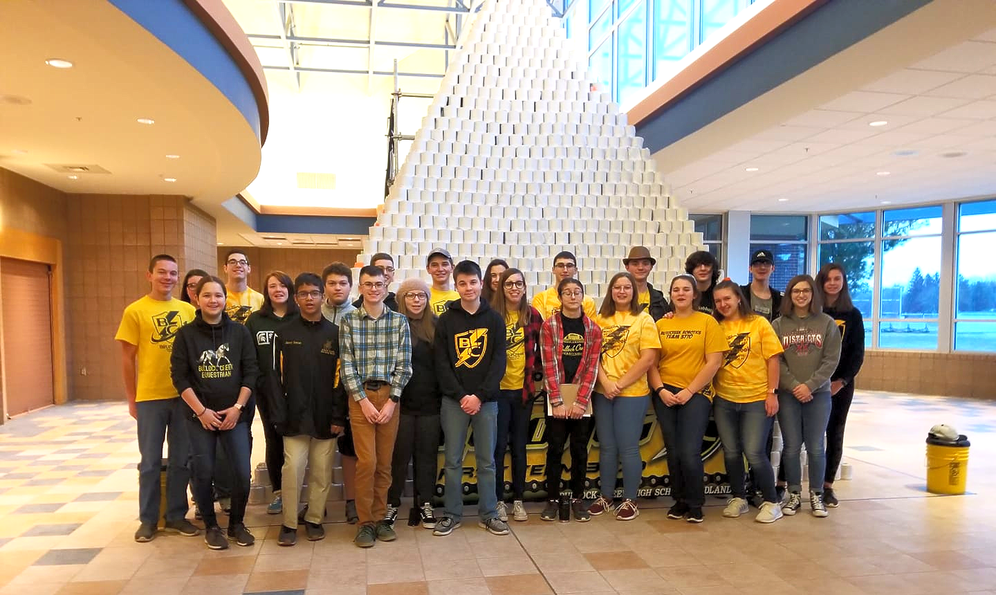 Tallest toilet roll pyramid: world record set by a high school robotics team