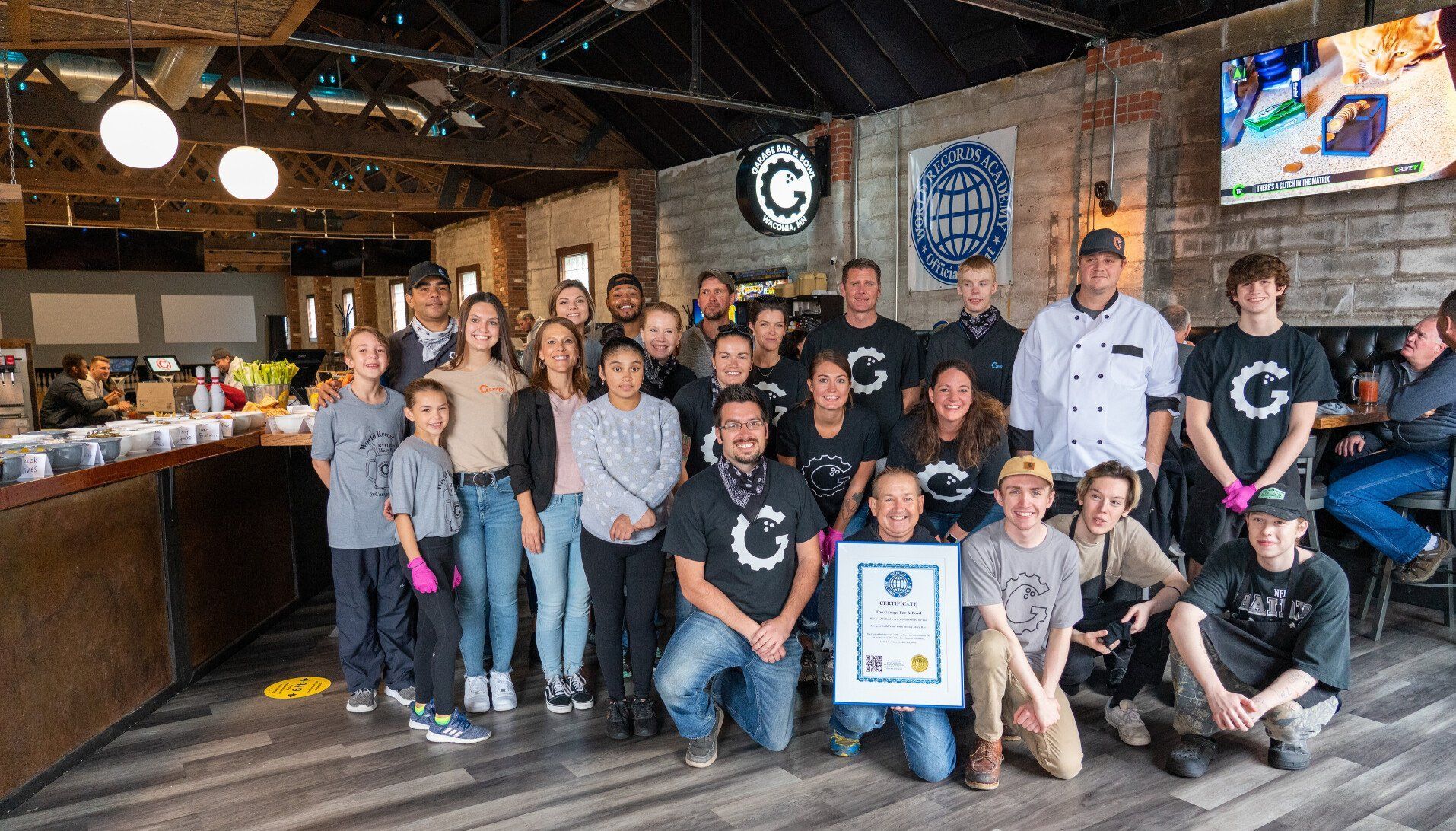 Largest 'build-your-own' Bloody Mary Bar: world record set by The Garage Bar & Bowl Largest 'build-your-own' Bloody Mary Bar: world record set by The Garage Bar & Bowl