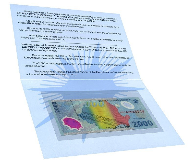 First banknote dedicated to a Solar Eclipse: Romanian 2000 lei banknote sets world record