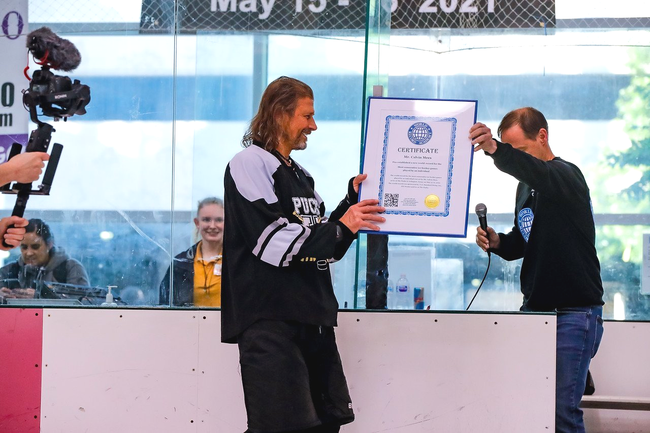 Most Consecutive Hockey Games Played By An Individual: world record set by Calvin Mees