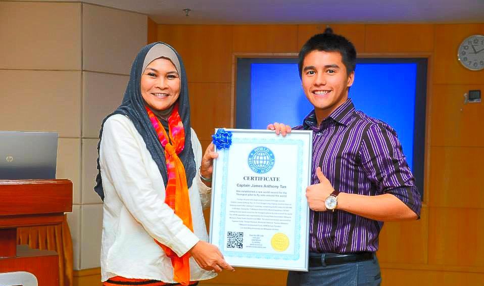 Youngest pilot to fly around the world: James Anthony Tan