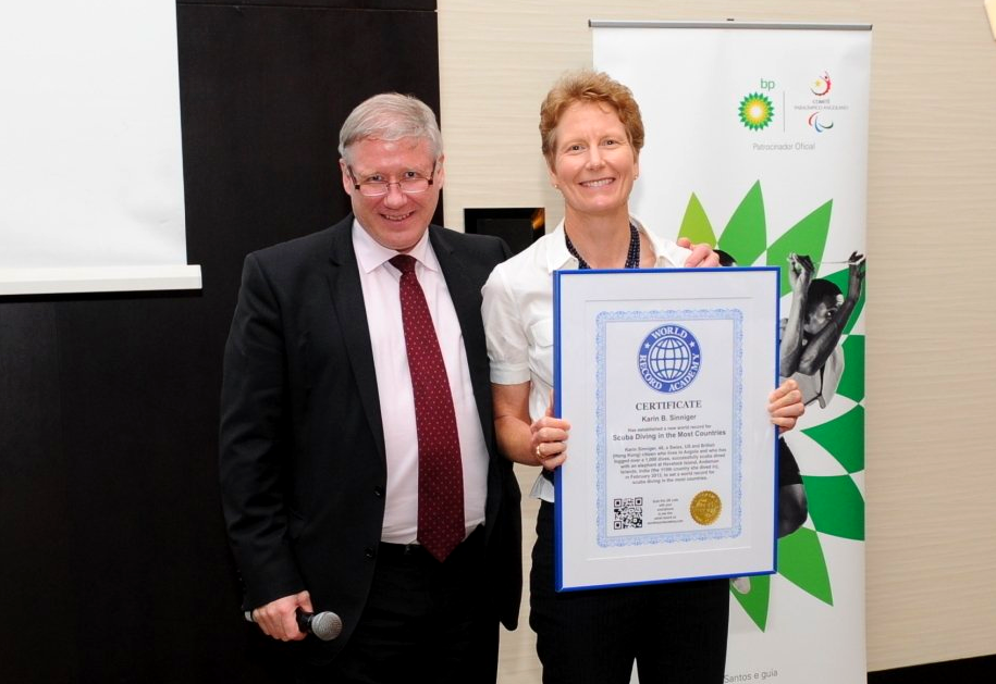 Scuba Diving in the Most Countries, world record set by Karin Sinniger