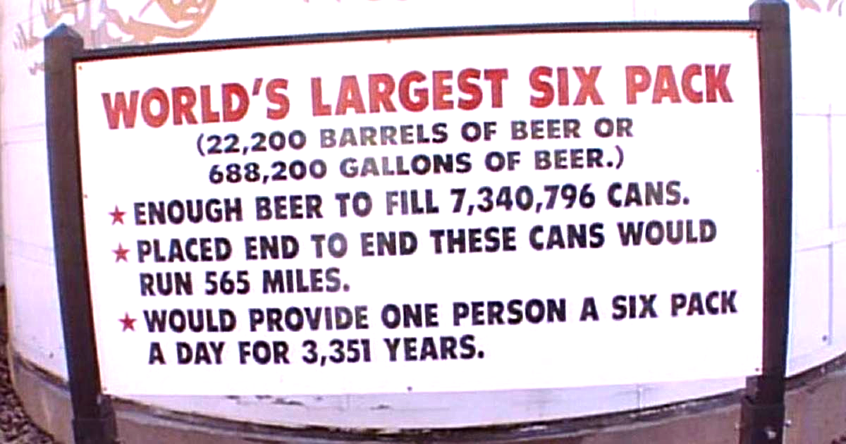 World’s Largest Six-Pack of Beer: world record set in La Crosse, Wisconsin
