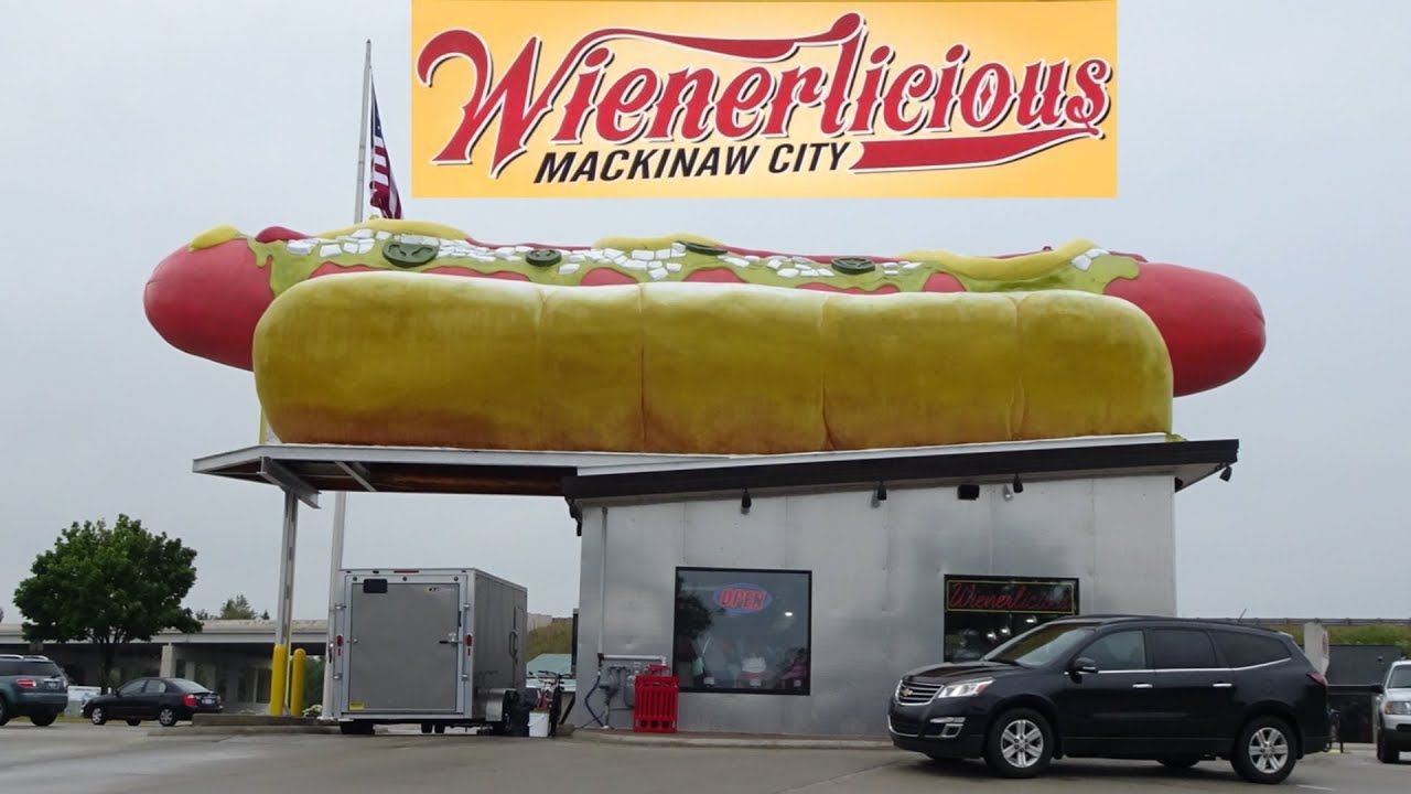 World’s Largest Spray Foam Hot Dog Sculpture: world record set in Mackinaw City, Michigan