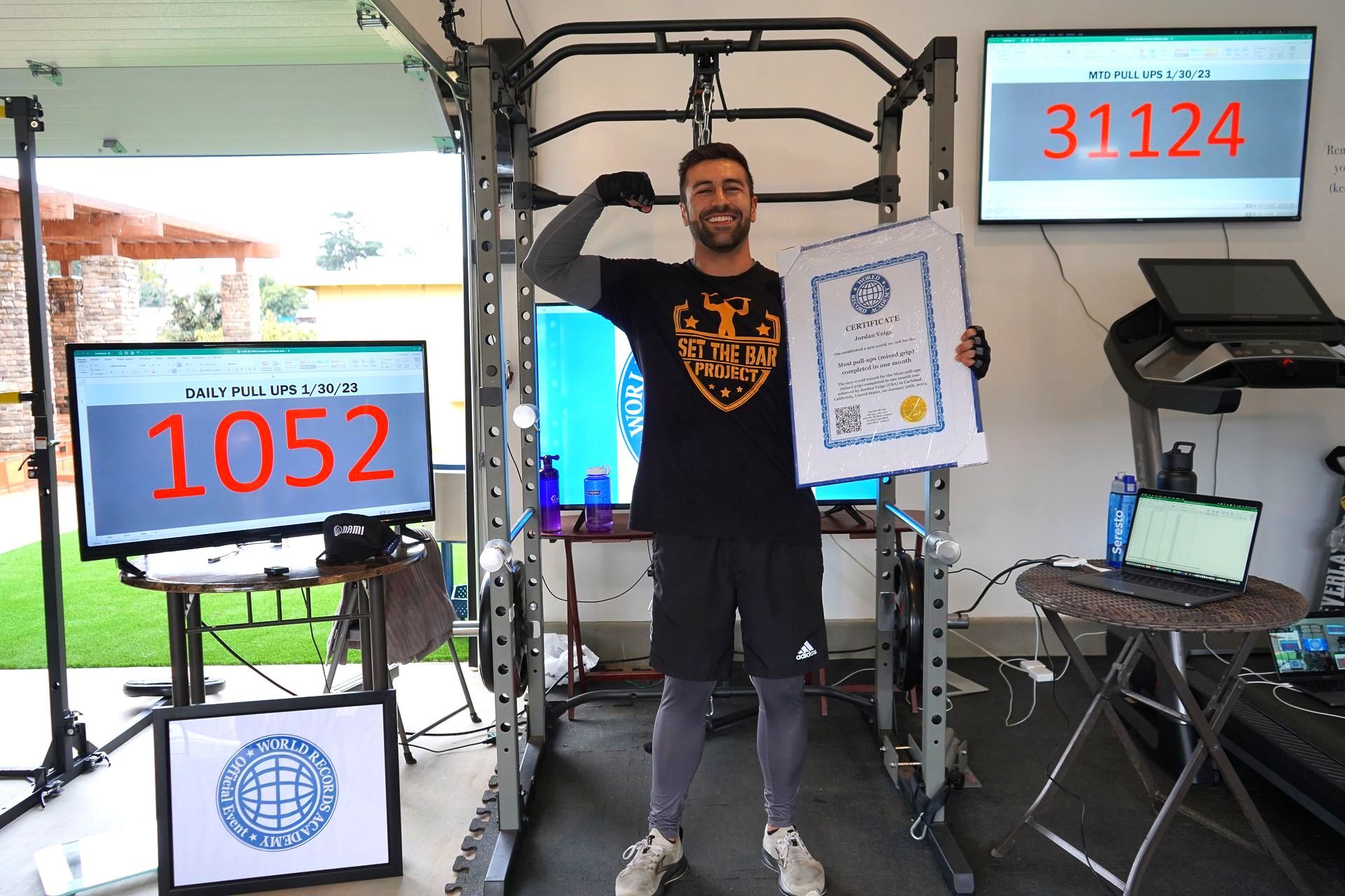 Most Pull Ups In A Month (Mixed Grip): Jordan Veiga sets world record