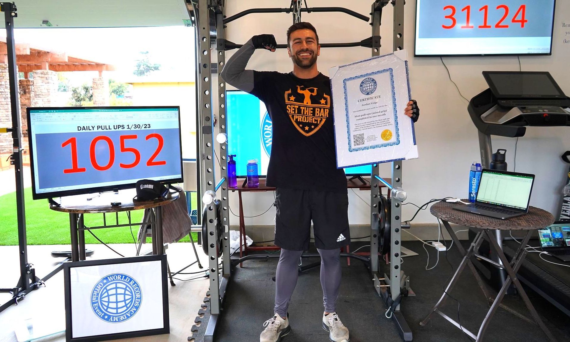 Most Pull Ups In A Month (Mixed Grip): Jordan Veiga sets world record