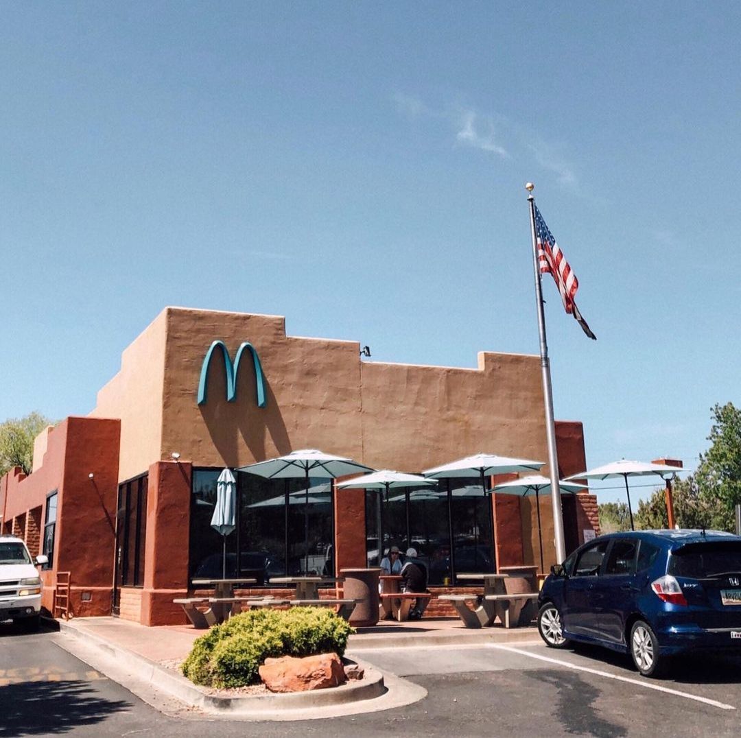 World's First Teal McDonald's Arches: world record in Sedona, Arizona