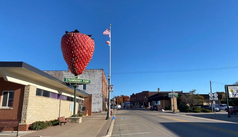 World’s Largest Strawberry Sculpture: world record in Strawberry Point, Iowa