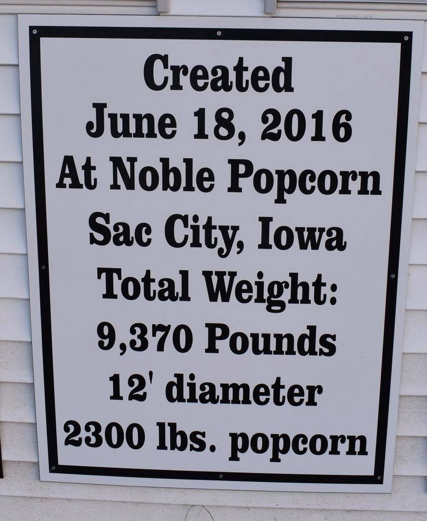 World's Largest Popcorn Ball: world record in Sac City, Iowa World's Largest Popcorn Ball: world record in Sac City, Iowa